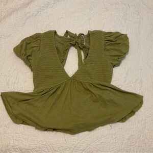 Free People Green Open-Back Top